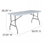 4.97-Foot Bi-Fold Granite White Plastic Folding Table