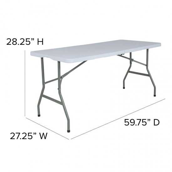 4.97-Foot Bi-Fold Granite White Plastic Folding Table