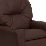 Contemporary Brown LeatherSoft Kids Recliner with Cup Holder