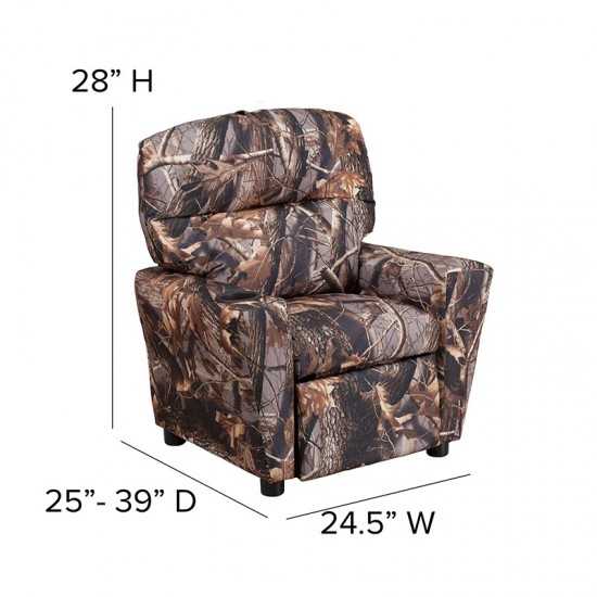 Contemporary Camouflaged Fabric Kids Recliner with Cup Holder