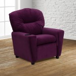 Contemporary Purple Microfiber Kids Recliner with Cup Holder