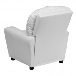 Contemporary White Vinyl Kids Recliner with Cup Holder