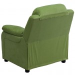Deluxe Padded Contemporary Avocado Microfiber Kids Recliner with Storage Arms