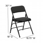 2 Pack Curved Triple Braced & Double Hinged Black Patterned Fabric Metal Folding Chair