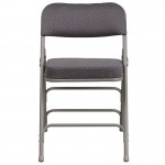 2 Pack Premium Curved Triple Braced & Double Hinged Gray Fabric Metal Folding Chair