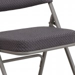 2 Pack Premium Curved Triple Braced & Double Hinged Gray Fabric Metal Folding Chair