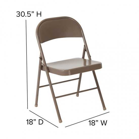 2 Pack Double Braced Beige Metal Folding Chair