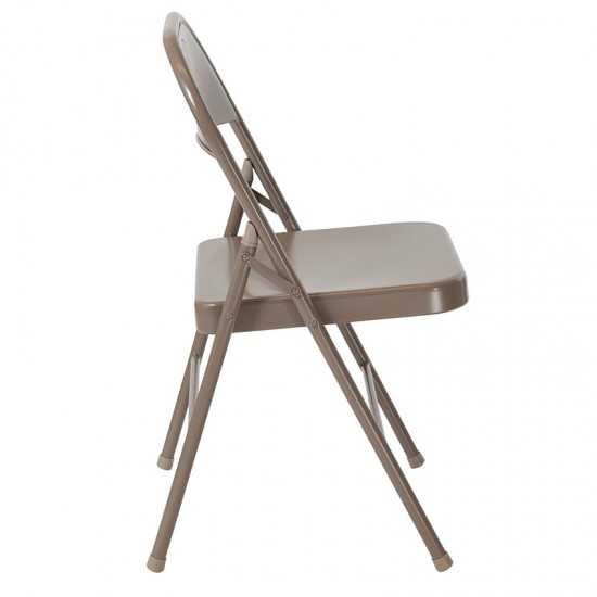 2 Pack Double Braced Beige Metal Folding Chair