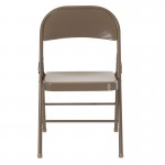 2 Pack Double Braced Beige Metal Folding Chair