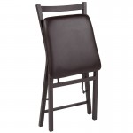 2 Pack Brown Folding Ladder Back Metal Chair with Brown Vinyl Seat