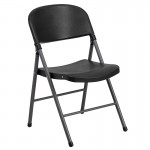 2 Pack 330 lb. Capacity Black Plastic Folding Chair with Charcoal Frame