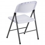 2 Pack 330 lb. Capacity Granite White Plastic Folding Chair with Charcoal Frame