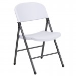 2 Pack 330 lb. Capacity Granite White Plastic Folding Chair with Charcoal Frame