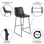 30 inch LeatherSoft Bar Height Barstools in Gray, Set of 2