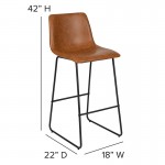 30 inch LeatherSoft Bar Height Barstools in Light Brown, Set of 2