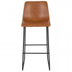 30 inch LeatherSoft Bar Height Barstools in Light Brown, Set of 2