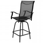 30" All-Weather Patio Swivel Outdoor Stools, Black, Set of 2