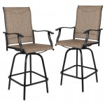 30" All-Weather Patio Swivel Outdoor Stools, Brown, Set of 2