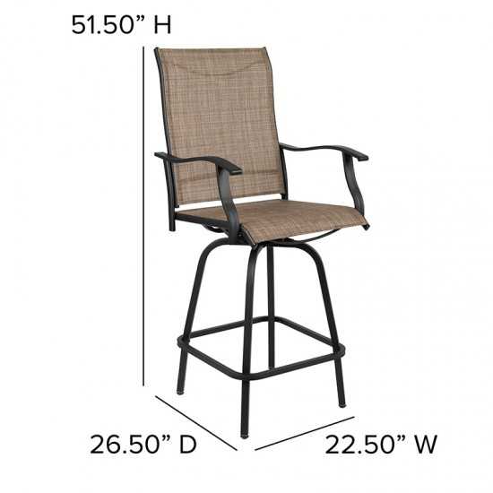 30" All-Weather Patio Swivel Outdoor Stools, Brown, Set of 2