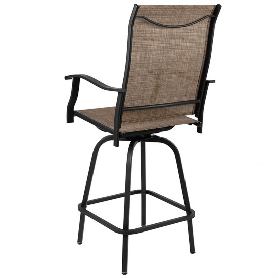 30" All-Weather Patio Swivel Outdoor Stools, Brown, Set of 2