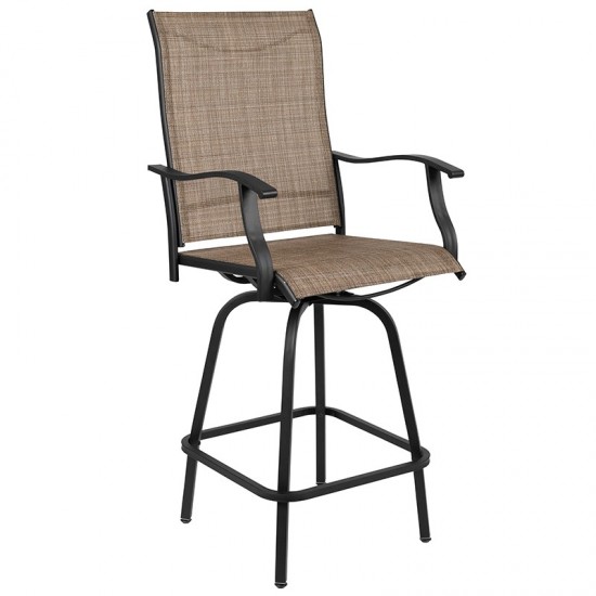 30" All-Weather Patio Swivel Outdoor Stools, Brown, Set of 2