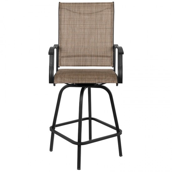 30" All-Weather Patio Swivel Outdoor Stools, Brown, Set of 2