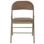 2 Pack Double Braced Beige Vinyl Folding Chair