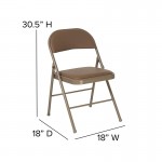 2 Pack Double Braced Beige Vinyl Folding Chair