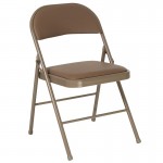 2 Pack Double Braced Beige Vinyl Folding Chair