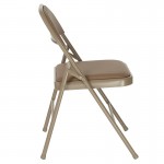 2 Pack Double Braced Beige Vinyl Folding Chair