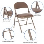 2 Pack Double Braced Beige Vinyl Folding Chair