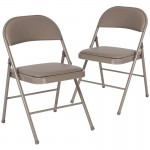 2 Pack Double Braced Gray Vinyl Folding Chair