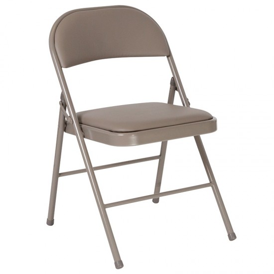 2 Pack Double Braced Gray Vinyl Folding Chair