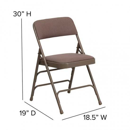 2 Pack Curved Triple Braced & Double Hinged Beige Fabric Metal Folding Chair