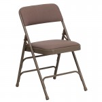 2 Pack Curved Triple Braced & Double Hinged Beige Fabric Metal Folding Chair