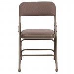 2 Pack Curved Triple Braced & Double Hinged Beige Fabric Metal Folding Chair