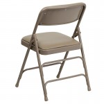 2 Pack Curved Triple Braced & Double Hinged Beige Vinyl Metal Folding Chair