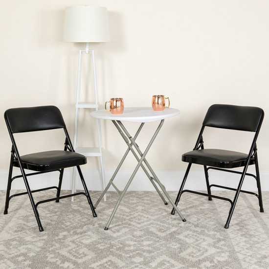 Metal Folding Chairs with Padded Seats | Set of 2 Black Metal Folding Chairs