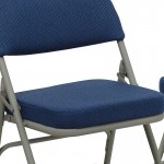 2 Pack Premium Curved Triple Braced & Double Hinged Navy Fabric Metal Folding Chair