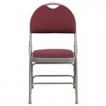 2 Pack Ultra-Premium Triple Braced Burgundy Fabric Metal Folding Chair with Easy-Carry Handle