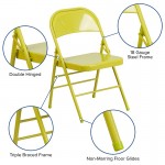 2 Pack Series Twisted Citron Triple Braced & Double Hinged Metal Folding Chair