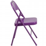 2 Pack Series Impulsive Purple Triple Braced & Double Hinged Metal Folding Chair