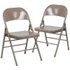 2 Pack Triple Braced & Double Hinged Beige Metal Folding Chair