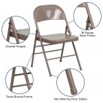 2 Pack Triple Braced & Double Hinged Beige Metal Folding Chair