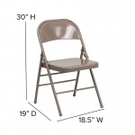 2 Pack Triple Braced & Double Hinged Beige Metal Folding Chair