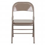 2 Pack Triple Braced & Double Hinged Beige Metal Folding Chair