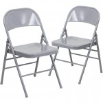 2 Pack Triple Braced & Double Hinged Gray Metal Folding Chair