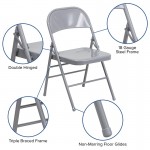 2 Pack Triple Braced & Double Hinged Gray Metal Folding Chair
