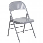 2 Pack Triple Braced & Double Hinged Gray Metal Folding Chair