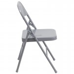 2 Pack Triple Braced & Double Hinged Gray Metal Folding Chair